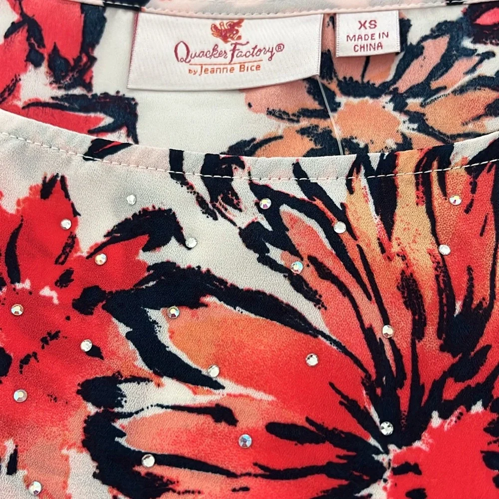 Quacker Factory Printed Caftan Top Size XS Floral